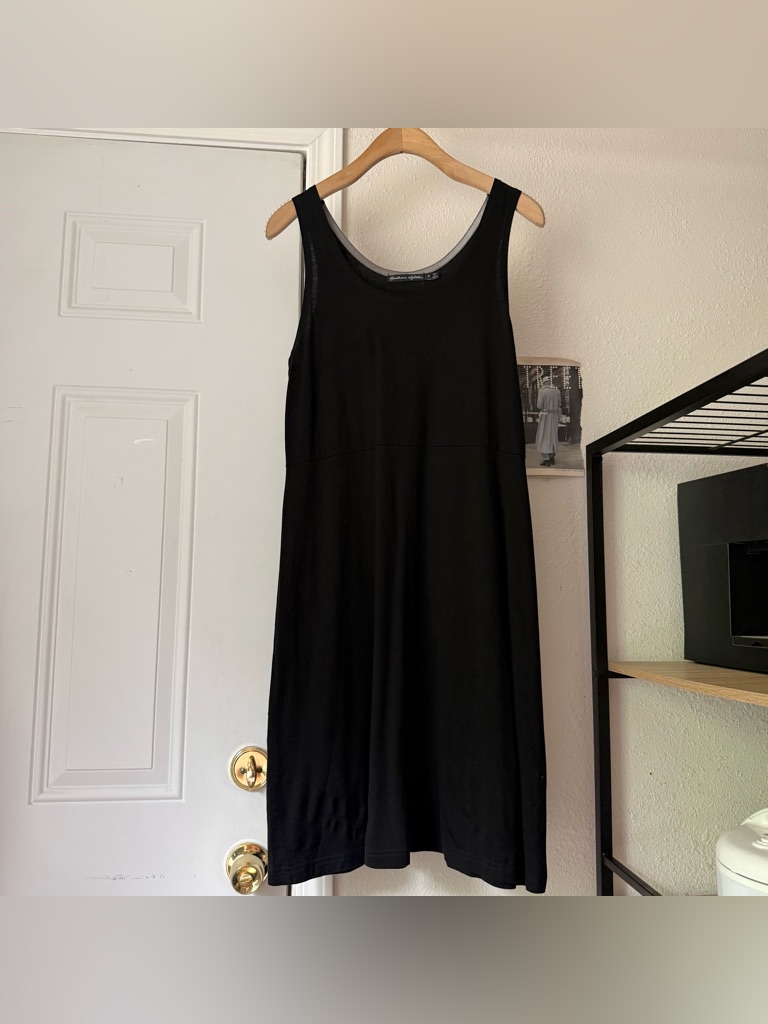 Gudrun Sjoden Black Lyocell Knit Scoop Neck Sleeveless Midi Dress